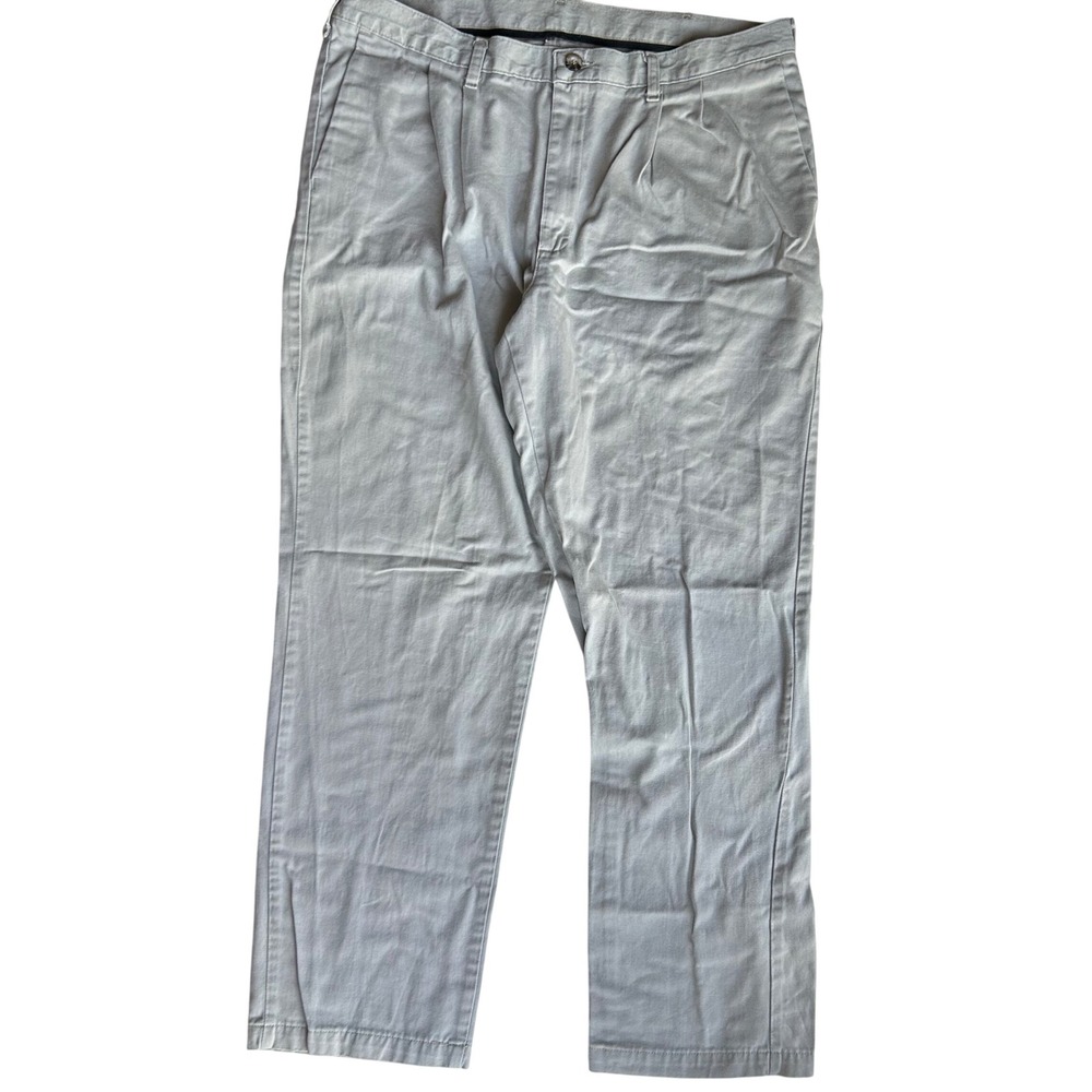 Lee Pleated Chino Pants Mens 38x32 Khaki Tan Cotton Casual Trousers 4181250